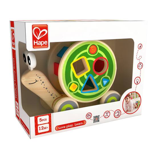 Hape Walk-A-Long Snail Wooden Toddler Pull Toy
